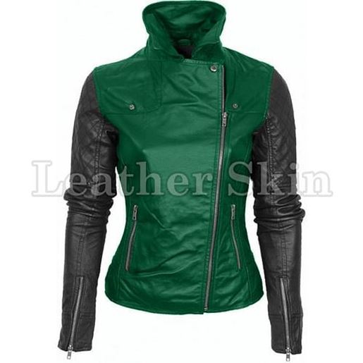 Picture of Women Green Leather Jacket