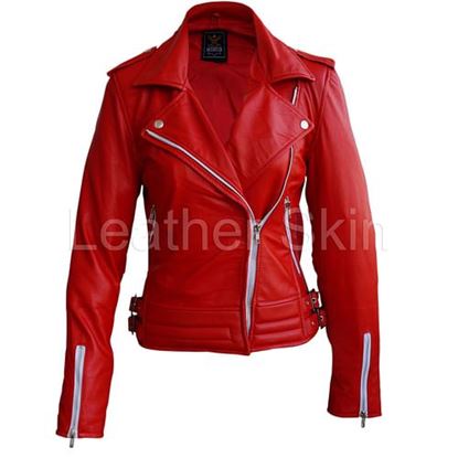 Picture of Women Red Leather Jacket