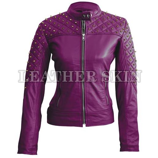 Picture of Women Purple Leather Jacket