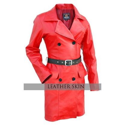 Picture of Red Women Leather Jacket