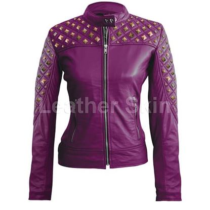 Picture of Women Purple Leather Jacket