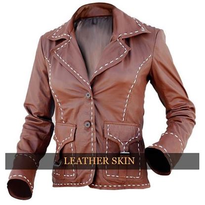 Picture of Brown Women Leather Jacket