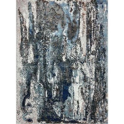 Picture of 8' x 10' Shades of Blue and Gray Abstract Marble Area Rug