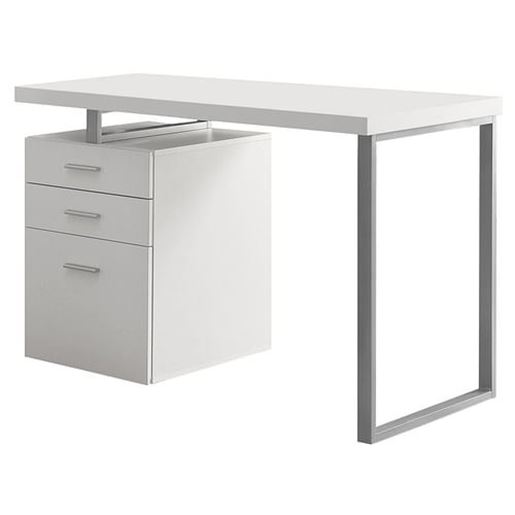 Picture of 23.75" x 47.25" x 30" White Silver Particle Board Hollow Core Metal  Computer Desk