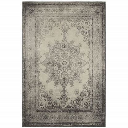 Picture of 12'x15' Ivory and Gray Pale Medallion Area Rug