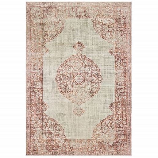 Picture of 7'x10' Ivory and Pink Medallion Area Rug