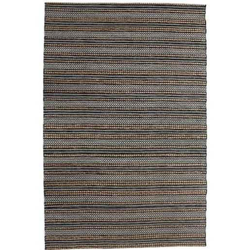 Picture of 8' x 10' Black and Tan Decorative Striped Area Rug