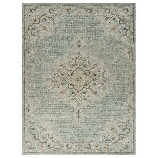 Picture of 5' x 8' Blue and Beige Flor Medallion Area Rug