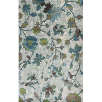 Picture of 8'x11' Teal Blue Machine Woven Floral Indoor Area Rug