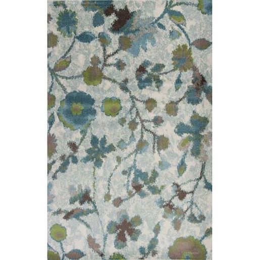 Picture of 8'x11' Teal Blue Machine Woven Floral Indoor Area Rug