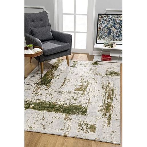 Picture of 8' x 11' Green and Ivory Distressed Area Rug