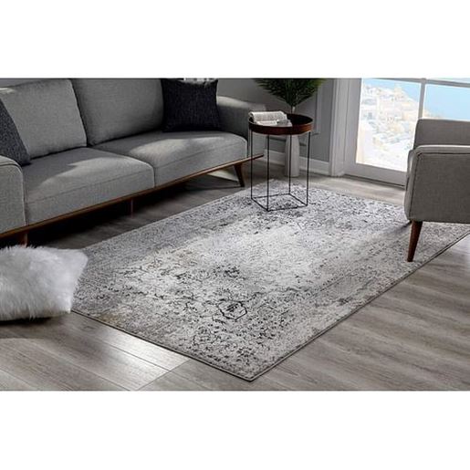 Picture of 8' x 11' Gray Distressed Ornate Area Rug