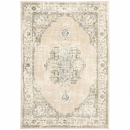 Picture of 5'x8' Beige and Ivory Center Jewel  Area Rug