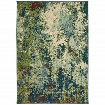 Picture of 8' x 11' Teal and Pickle Green Abstract Indoor Area Rug