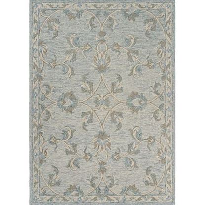 Picture of 7' x 9' Blue and Cream Filigree Area Rug