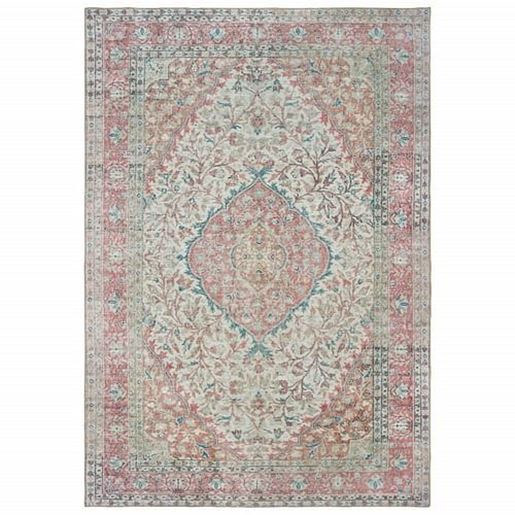 Picture of 8'x12' Ivory and Pink Oriental Area Rug