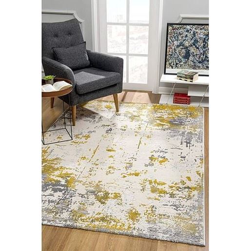 Picture of 8' x 11' Gold and Gray Abstract Area Rug