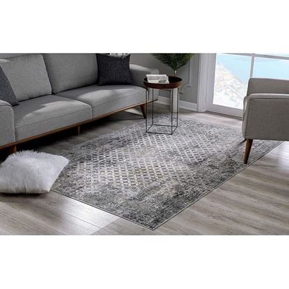 Picture of 7' x 10' Gray and Ivory Distressed Area Rug