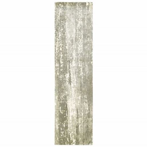 Picture of 3' x 10' Gray and Ivory Abstract Splash Indoor Runner Rug