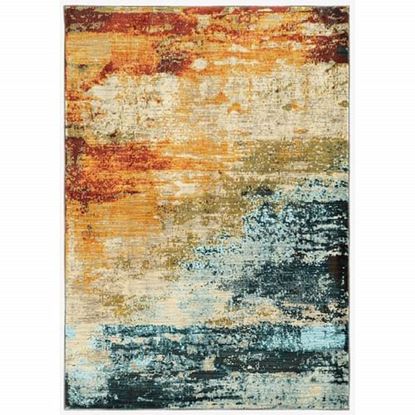 Picture of 10'x13' Blue and Red Distressed Area Rug