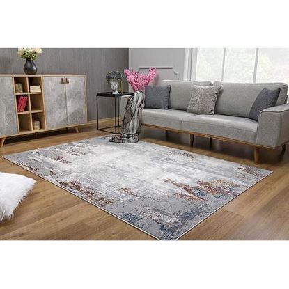 Picture of 8' x 11' Gray and Ivory Modern Abstract Area Rug