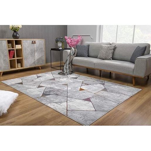 Picture of 7' x 10' Gray Irregular Geometric Area Rug