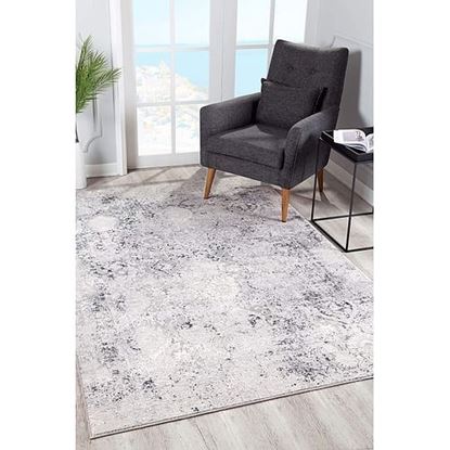 Picture of 7' x 10' Gray and Ivory Abstract Distressed Area Rug