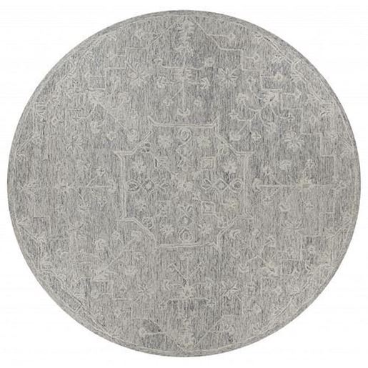 Picture of 8' Round Gray Floral Finesse Area Rug