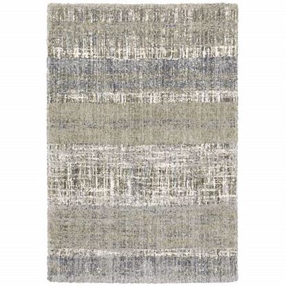 Picture of 7'x9' Grey and Ivory Abstract Lines  Area Rug