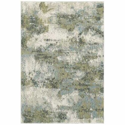 Picture of 10' x 13' Blue and Sage Distressed Waves Indoor Area Rug