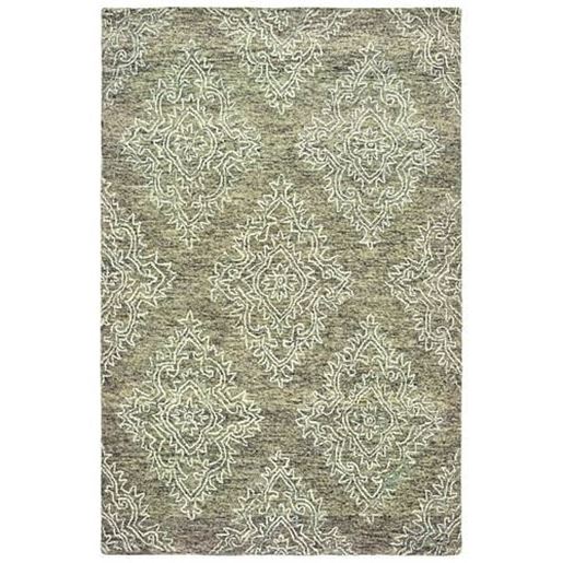 Picture of 8' x 10' Khaki and White Damask Area Rug