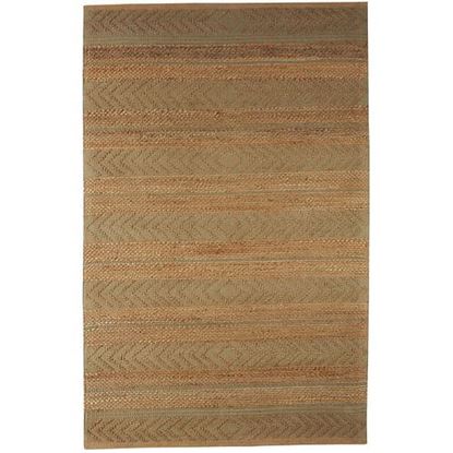 Picture of 8' x 10' Seafoam and Tan Bohemian Striped Area Rug