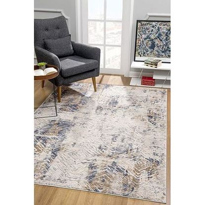 Picture of 8' x 11' Ivory and Beige Abstract Diamonds Area Rug