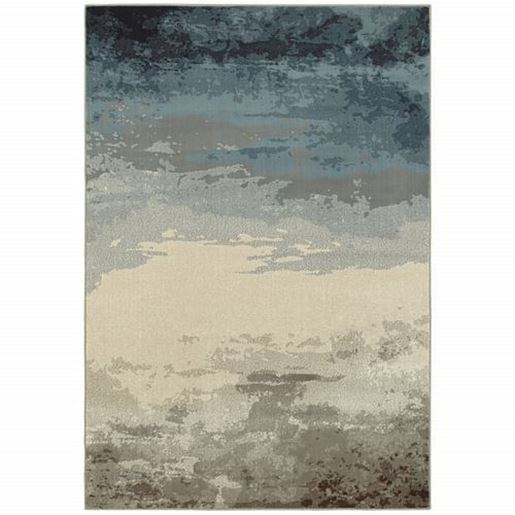 Picture of 7' x 10' Blue Beige Machine Woven Abstract Skies Indoor Area Rug