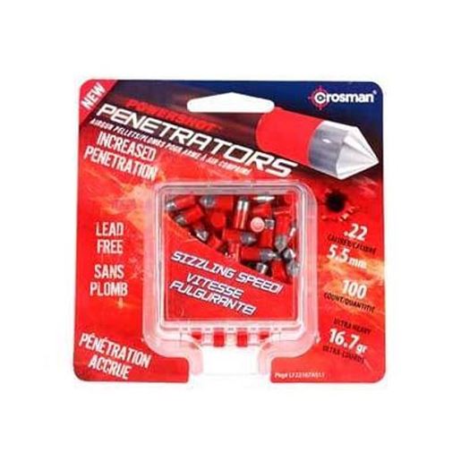 Picture of Crosman PowerShot Red Flight Penetrator Pellets, .22 Cal, 16.7 Grains, Lead-Free, 100ct