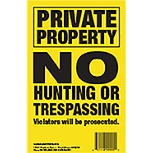 Picture of Maple Leaf No Trespassing Sign Yellow 5.5 x 8 in. Vertical