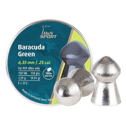 Picture of H&N Baracuda Green .25 Cal, 19.91 Grains, Domed, Lead-Free, 150ct