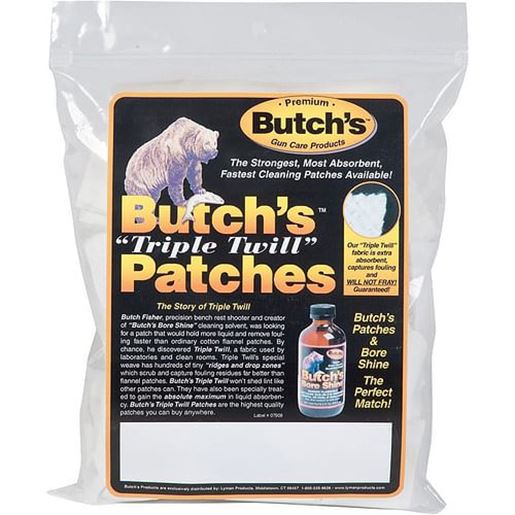 Picture of Butch's Triple Twill Patches 2.25 in Squares .35-.45 Cal 500 pk.