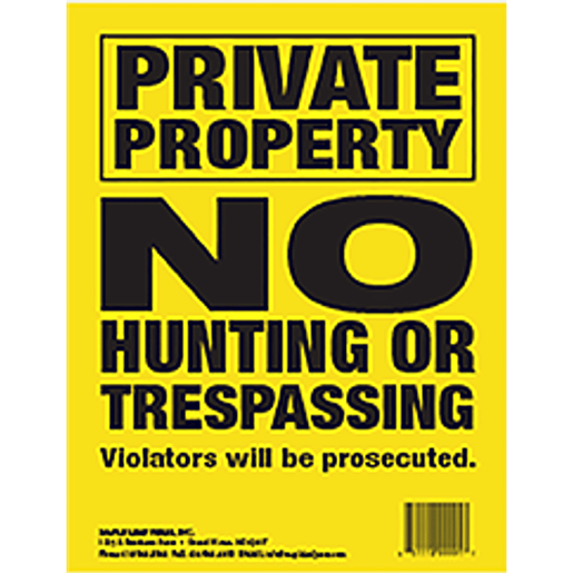 Изображение Maple Leaf No Trespassing Sign Yellow 8.5 x 11 in. Vertical