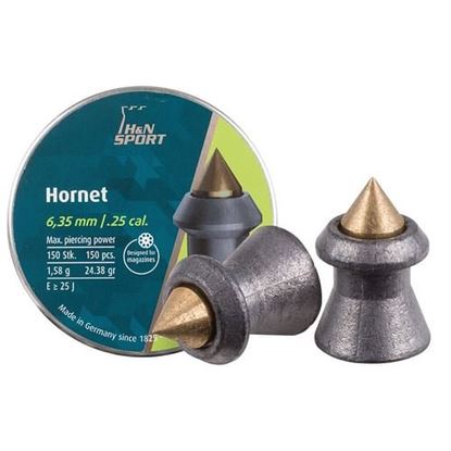 Picture of H&N Hornet Pellets, .25 Cal, 24.38 Grains, Pointed, 150ct, Blister Pack