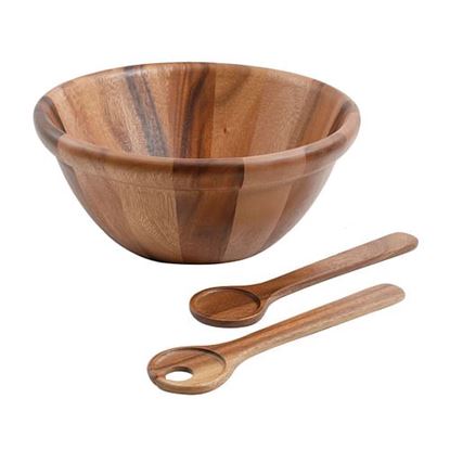 Picture of Gibson Elite Walnut 3-Piece Edged Bowl With 2 Servers Set, Wood