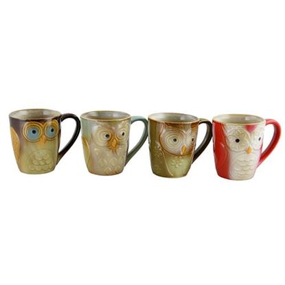 Picture of Gibson Owl City 17 Ounce 4 Piece Owl Shape Mug Set