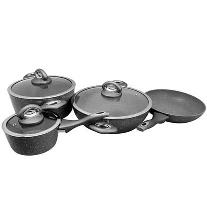 Picture of Oster Caswell 7 Piece Aluminum Cookware Set in Grey Marble