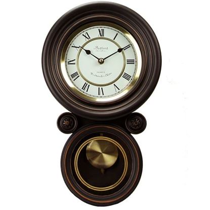 Picture of Bedford Clock Collection 16.5 Inch Contemporary Round Wall Clock with Pendulum
