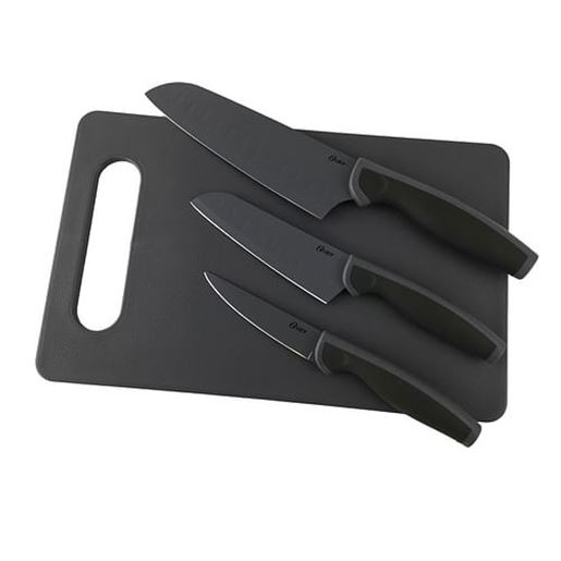 Picture of Oster Slice Craft 4 Piece Cutlery Knife Set with Cutting Board in Black