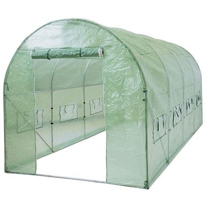 Picture of Outdoor 7 x 15 Ft Hoop House Greenhouse with Steel Frame and Green PE Cover