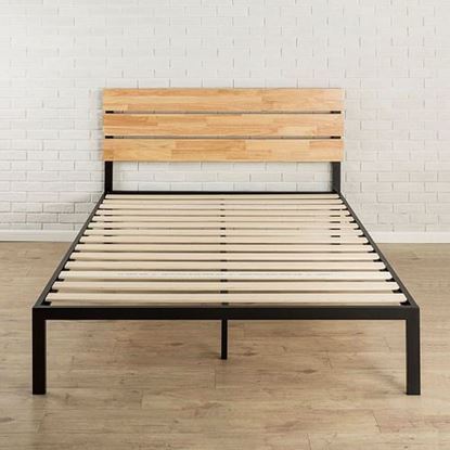 Picture of Queen size Modern Wood and Metal Platform bed Frame with Headboard