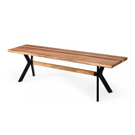 Picture of Modern Solid Drift oak Bench with Black Powder coated metal legs