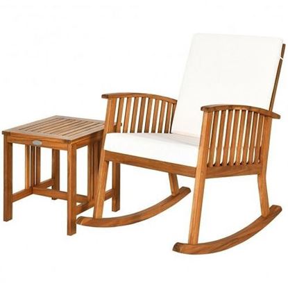 Picture of 2 Pieces Acacia Wood Patio Rocking Chair Table Set