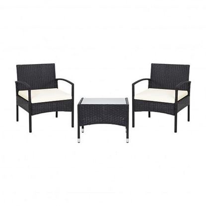 Picture of 3 Pieces Patio Wicker Rattan Furniture Set with Cushion for Lawn Backyard